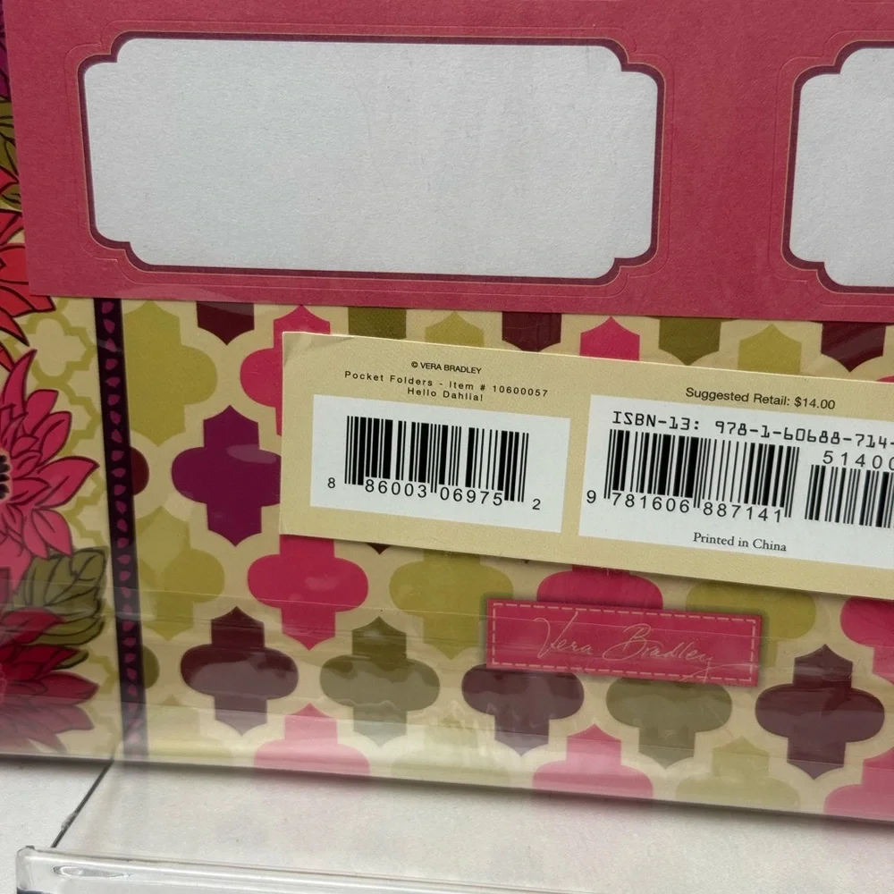 NWT Vera Bradley Hello Dahlia Pocket Folders Retired Pattern Floral Design